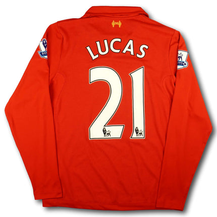 Liverpool FC 2012-13 home shirt - L/S - LUCAS #21 - 8/10 - [S]