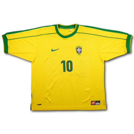 Brasilien 1998 Trikot heim signiert - RIVALDO #10 - 6/10 - [L]
