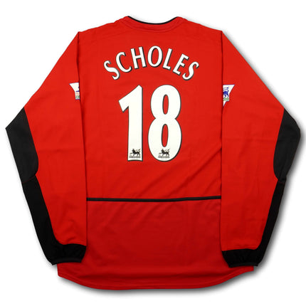 Manchester United 2002-04 Trikot heim Meistersaison (02/03) - L/S - SCHOLES #18 - 7/10 - [L]